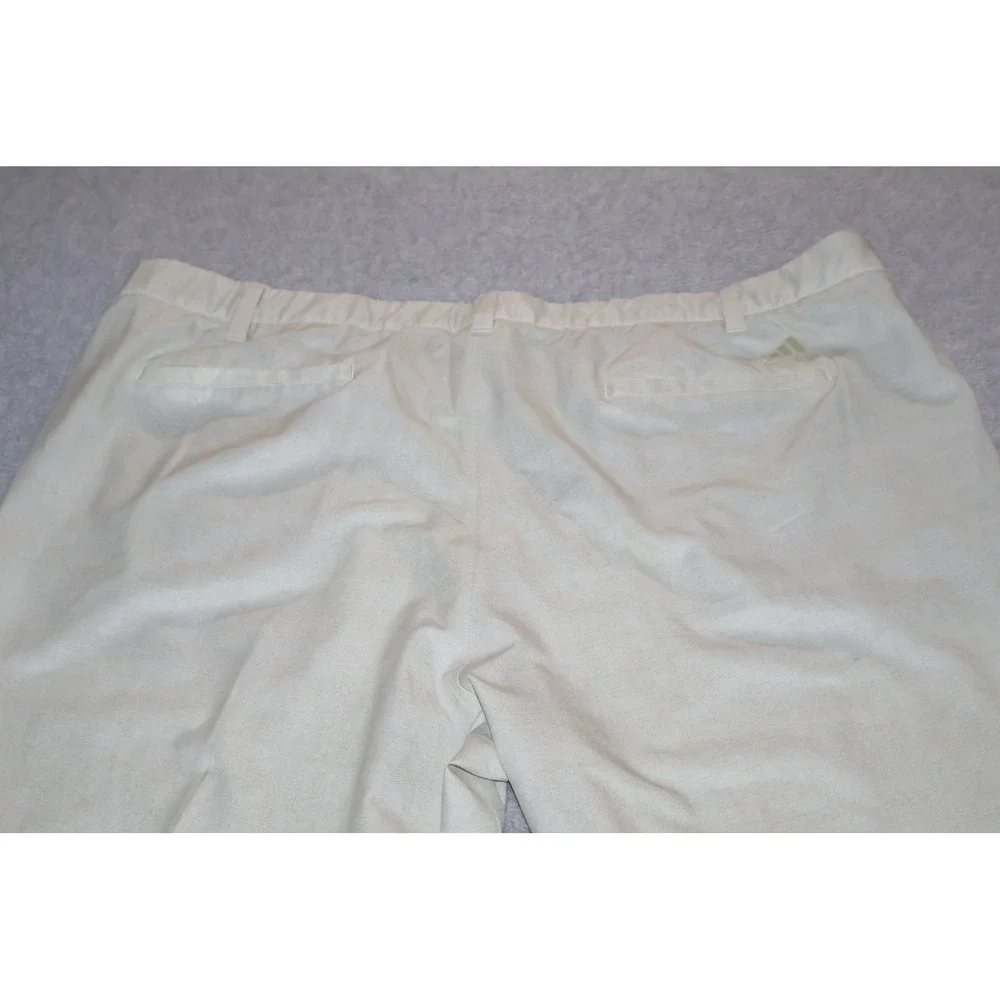 Adidas Golf Pants Mens 42x32 Beige Tan Flat Front Performance Stretch **